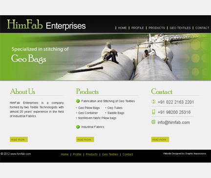 Website for Industrial Fabrics